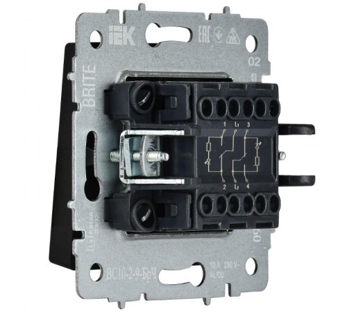 BRITE Выключ. 2-кл. с инд. отел. 10А ВС10-2-9-БрЧ черн.  BR-V20-2-10-K02  IEK