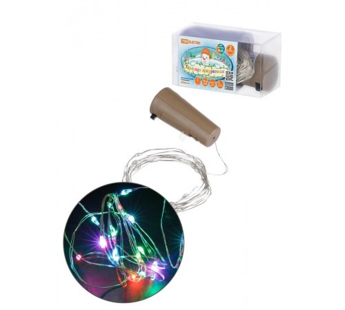 Гирлянда-пробка для бутылки "Роса20" 20LED, 2м, RGB, 3хAG13/LR44,  SQ0361-0100  TDM