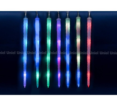 Занавес светодиодный  "Морозные сосульки"  ULD-E3005-210/DTK RGB IP44 FROSTED ICICLE  соед.  27х0,42м 10нитей  RGB  шнур прозр.  11126  Uniel