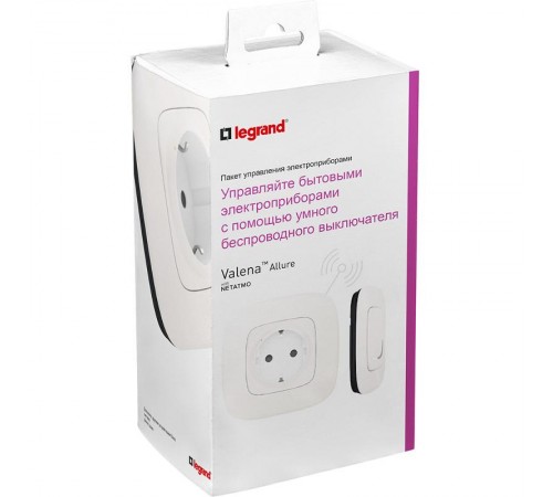 Пакет для управления быт. электроприборами Valena Allure (розетка Умн. с/з 16А 230В+Умн. беспроводн. 1-кл. выкл.) жемчуж. Netatmo  752954  Legrand