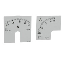 Измерительная шкала (1 круглая + 1 квадратная) для аналоговых амперметров - 0-50 A  014610  Legrand