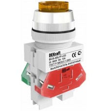 Выкл. кноп. ABLFP 30 мм Цвет:ЖЕЛТЫЙ LED 220В ВK-30   25049DEK  DEKraft