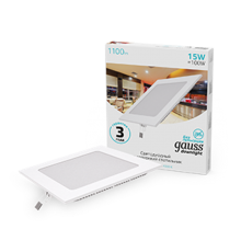 Светильник светодиодный встраиваемый ультратонкий квадратный IP20 15W 4100K  940111215  Gauss