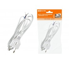 Шнур с плоской вилкой с вырезом ШУ04 ШВВП 2х0,75мм2 1,7 м. белый  SQ1305-0031  TDM