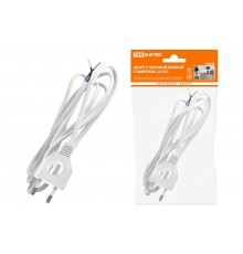 Шнур с плоской вилкой с вырезом ШУ04 ШВВП 2х0,75мм2 1,7 м. белый  SQ1305-0031  TDM