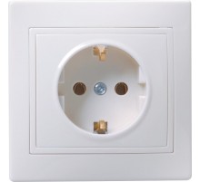 КВАРТА Белый Розетка 1-местная керамическая с заземлением 16А РС10-3-КБ  ERK11-K01-16-K  GENERICA