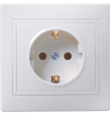 КВАРТА Белый Розетка 1-местная керамическая с заземлением 16А РС10-3-КБ  ERK11-K01-16-K  GENERICA