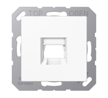 Kрышка для 1-го разъема; без видимого винта; подпружиненная шторка; термопласт; белый A1569-1WEWW Jung