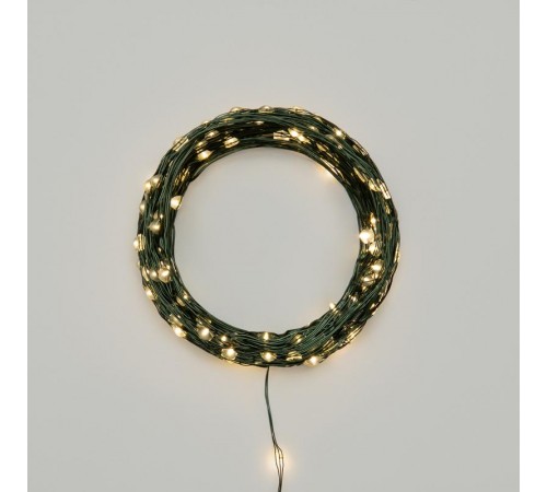 Гирлянда светодиодная Роса с контроллером 20м, 200LED, ТЕПЛЫЙ БЕЛЫЙ, IP20, 230В, зеленый провод  303-266  NEON-NIGHT