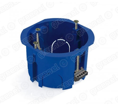 Коробка установочная 68х45 для полых стен СИНЯЯ с пластиковыми лапками (100шт/уп)  GE40022-08  GREENEL