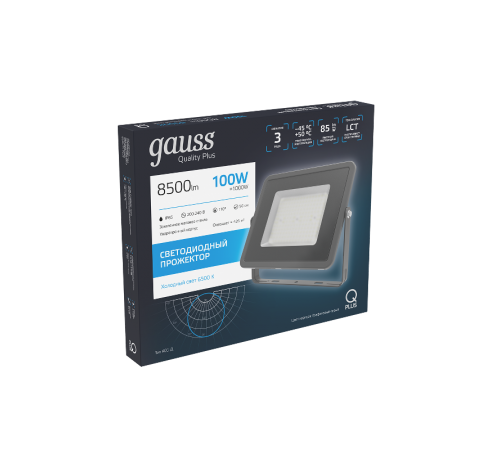 Прожектор светодиодный Qplus 100W 8500lm 6500K 175-265V IP65 графитовый LED 1/4  690511100  Gauss