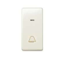 Simon 27 Выключатель 1-кл кнопочный с подсветкой, с пиктограммой "звонок", узкий модуль, 10А 250В, S  27160-61  Simon