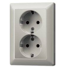 Штепсельная розетка SCHUKO 16A 250V~ сдвоенная; благородная сталь  ES5020KI-L  Jung