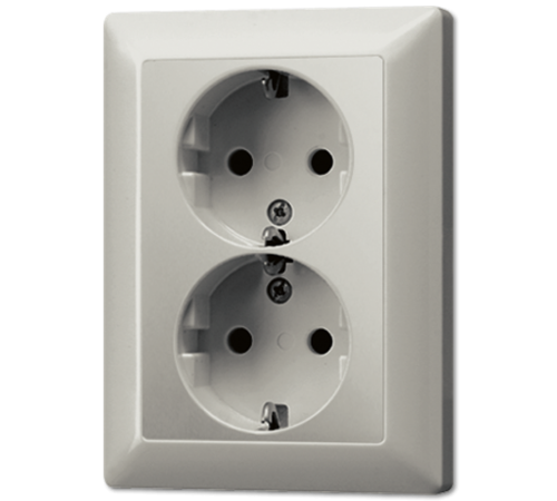 Штепсельная розетка SCHUKO 16A 250V~ сдвоенная; благородная сталь  ES5020KI-L  Jung