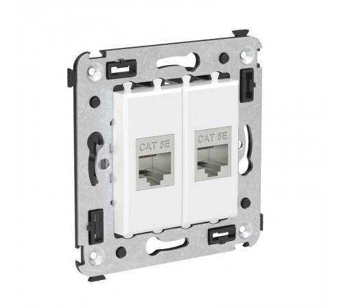 Компьютерная розетка RJ-45 без шторки в стену, кат.5e двойная экранированная, "Avanti", "Белое облако"  4400764  DKC