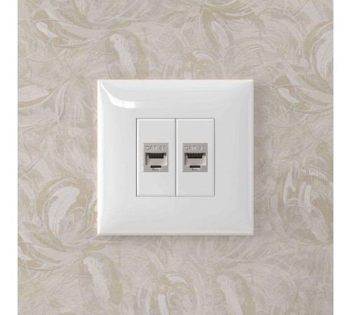 Компьютерная розетка RJ-45 без шторки в стену, кат.5e двойная экранированная, "Avanti", "Белое облако"  4400764  DKC