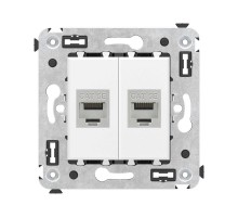 Компьютерная розетка RJ-45 без шторки в стену, кат.5e двойная экранированная, "Avanti", "Белое облако"  4400764  DKC