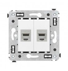 Компьютерная розетка RJ-45 без шторки в стену, кат.5e двойная экранированная, "Avanti", "Белое облако"  4400764  DKC