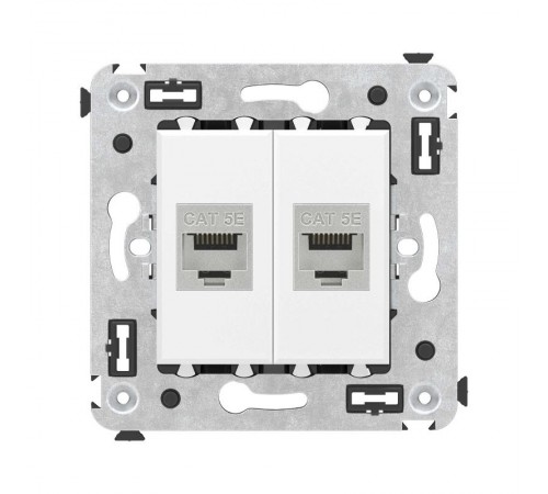 Компьютерная розетка RJ-45 без шторки в стену, кат.5e двойная экранированная, "Avanti", "Белое облако"  4400764  DKC