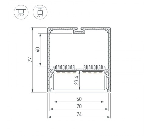 Профиль алюминиевый для светодиодной ленты SL-LINE-7477-2000 ANOD  019310  Arlight 