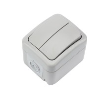 Выключатель двухклавишный Mini OG OG IP54, о/у, серый  KR-78-0833  Kranz