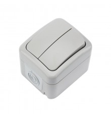 Выключатель двухклавишный Mini OG OG IP54, о/у, серый  KR-78-0833  Kranz