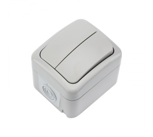 Выключатель двухклавишный Mini OG OG IP54, о/у, серый  KR-78-0833  Kranz