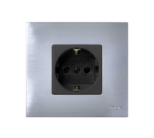Simon 27 Накладка на розетку с заземляющим контактом, сменная, S27, графит  2700041-038  Simon