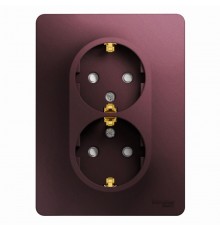 Glossa Баклажановый Розетка 2-ая с заземлением со шторками (в сборе)  GSL001126  SE