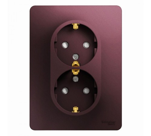 Glossa Баклажановый Розетка 2-ая с заземлением со шторками (в сборе)  GSL001126  SE