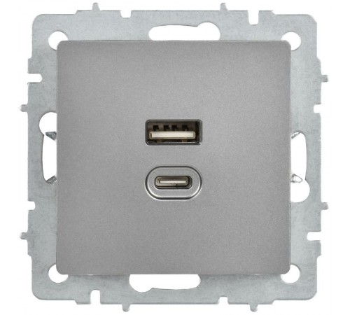 BRITE Роз. USB A+C 45Вт высокоск. зар. РЮ11-2-БрС сталь  BR-U22-045-K46  IEK