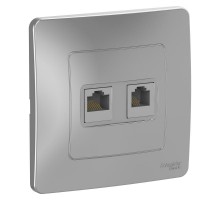 Blanca Алюминий С/У Розетка 2-ая КОМП/ТЛФ, RJ45+RJ11  BLNIS045113  SE