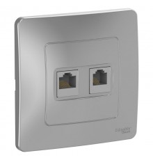 Blanca Алюминий С/У Розетка 2-ая КОМП/ТЛФ, RJ45+RJ11  BLNIS045113  SE