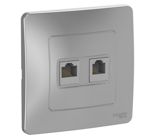 Blanca Алюминий С/У Розетка 2-ая КОМП/ТЛФ, RJ45+RJ11  BLNIS045113  SE