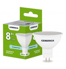 Лампа светодиодная MR16 софит 8Вт 230В 6500К GU5.3   LL-MR16-08-230-65-GU5-G  GENERICA