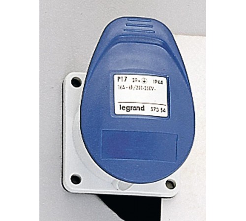 Встраиваемая прямая розетка с уменьшенным фланцем - P17 Tempra Pro - IP 44 - 200/250 В~ - 16 A - 2К+З  057354  Legrand