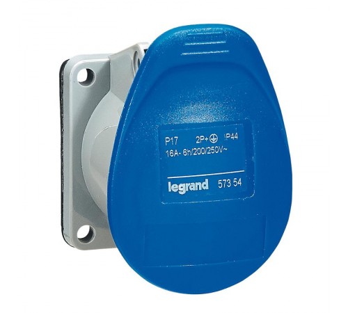 Встраиваемая прямая розетка с уменьшенным фланцем - P17 Tempra Pro - IP 44 - 200/250 В~ - 16 A - 2К+З  057354  Legrand