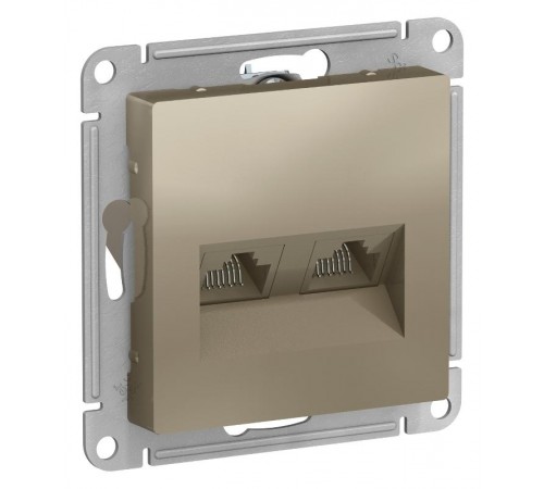 AtlasDesign Шампань Розетка 2-ая компьютерная RJ45+RJ45, кат.5E, механизм  ATN000585  SE