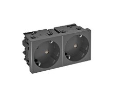 Розетка силовая 33° двойная 2х2К+З Modul45connect, со шторками, 16А 250В черная  6120491  OBO Bettermann