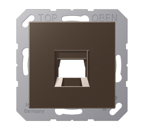 Kрышка для 1-го разъема; без видимого винта; подпружиненная шторка; термопласт; мокка  A1569-15WEMO  Jung