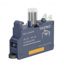 Контактный  блок с клеммным безвинтовым зажимом со светодиодом на 9-24В, белый  MC-L24WPP  DKC