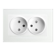 GLS10-7013-01 Розетка 2-местная с защитной шторкой б/з, 250В, 10А, серия Катрин, белый  39168  STEKKER