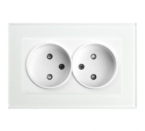 GLS10-7013-01 Розетка 2-местная с защитной шторкой б/з, 250В, 10А, серия Катрин, белый  39168  STEKKER