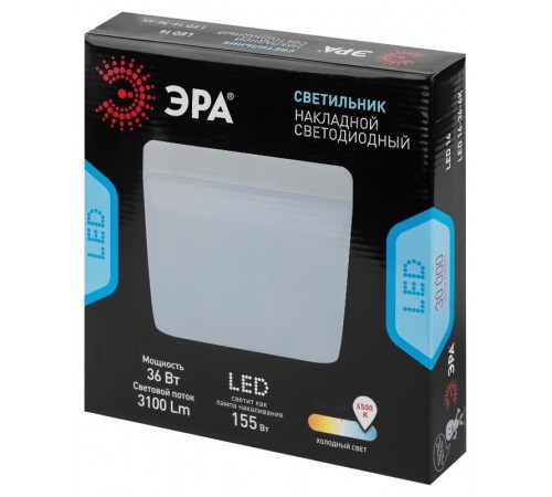 Светильник светодиодный накладной LED 16-36-6K квадратный 36Вт 6500К  Б0054343  ЭРА
