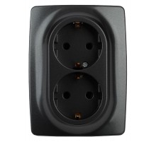 Розетка 2-ая с заземлением 16A-250В IP20 Эра12 антрацит  Б0031232  ЭРА