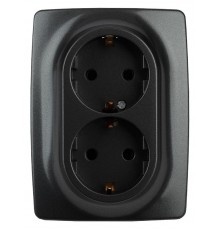 Розетка 2-ая с заземлением 16A-250В IP20 Эра12 антрацит  Б0031232  ЭРА