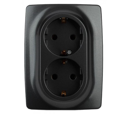 Розетка 2-ая с заземлением 16A-250В IP20 Эра12 антрацит  Б0031232  ЭРА