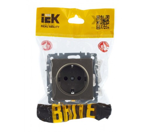 BRITE Розетка с заземлением со шторками 16А РС14-1-0-БрШ шампань  BR-R14-16-K37  IEK