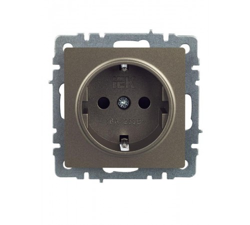 BRITE Розетка с заземлением со шторками 16А РС14-1-0-БрШ шампань  BR-R14-16-K37  IEK