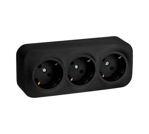 Quteo Чёрный Розетка 3-я с заземлением со шторками16А винтовые зажимы  782473  Legrand